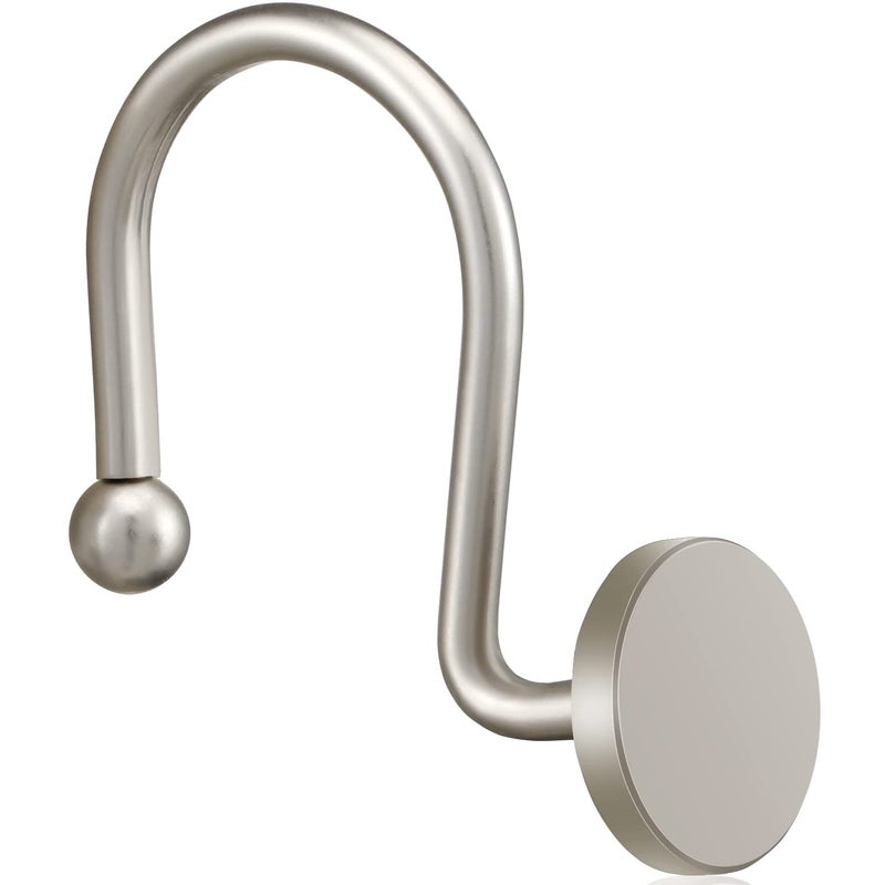 ZESLMG Shower Curtain Hooks, Nickel Shower Curtain Rings Rustproof Metal Round Decorative Shower Hooks Rings for Bathroom Shower Rods Curtains, Set of 12 Heavy Duty Solid Hooks - Image 1
